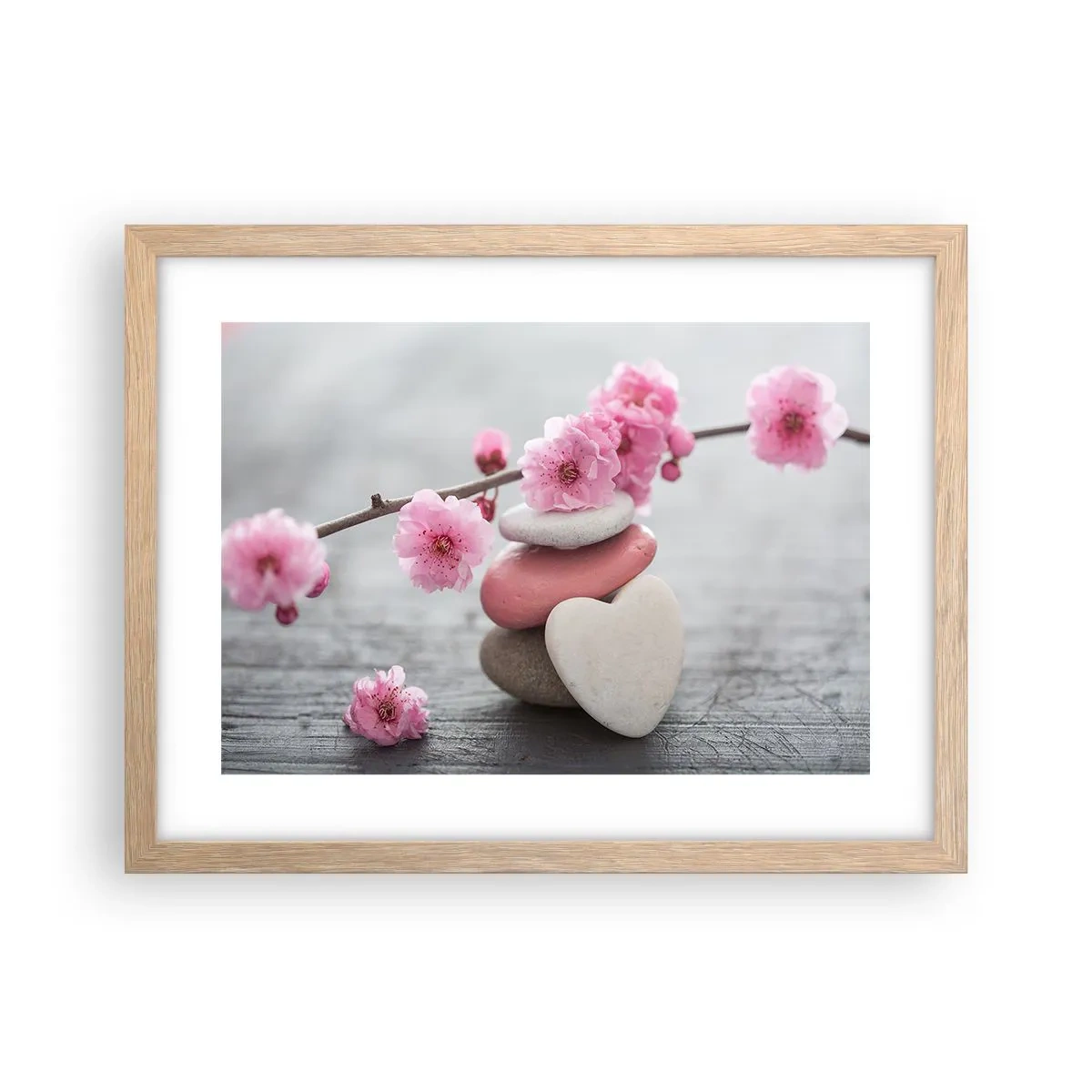Pôster com moldura de carvalho claro - Flor de cerejeira - 40x30 cm