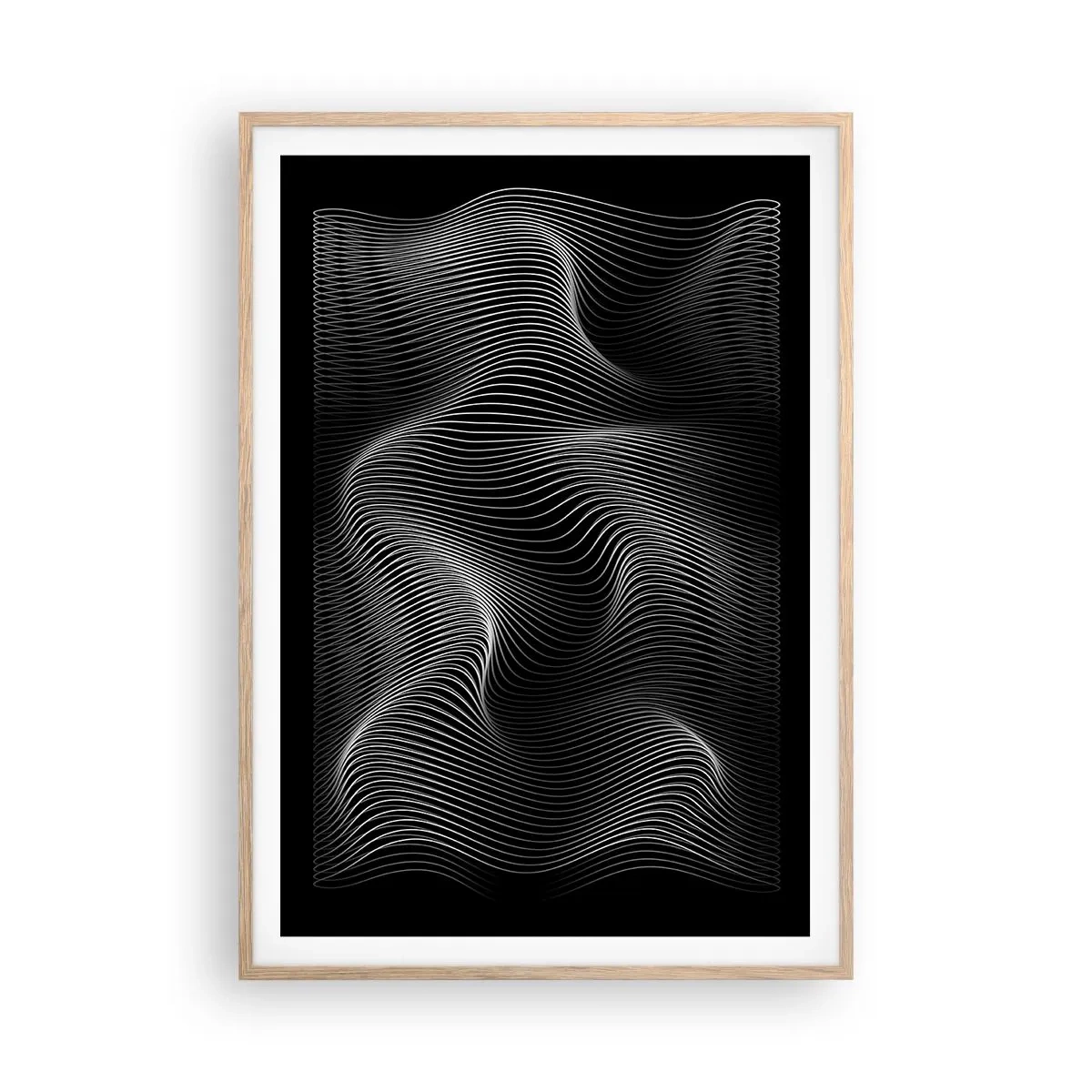 Pôster com moldura de carvalho claro - Dança de luz no espaço - 70x100 cm