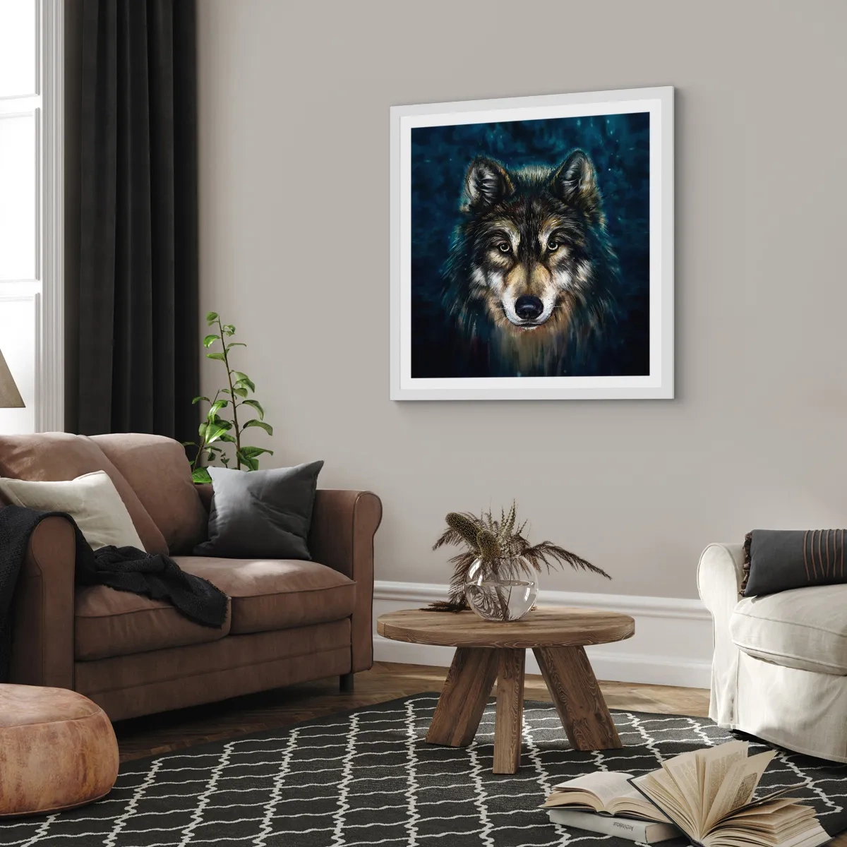 Pôster em moldura branca - Alfa? E ómega - 30x30 cm