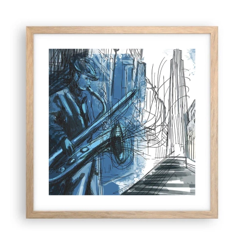 Pôster com moldura de carvalho claro - Rapsódia Urbana - 40x40 cm