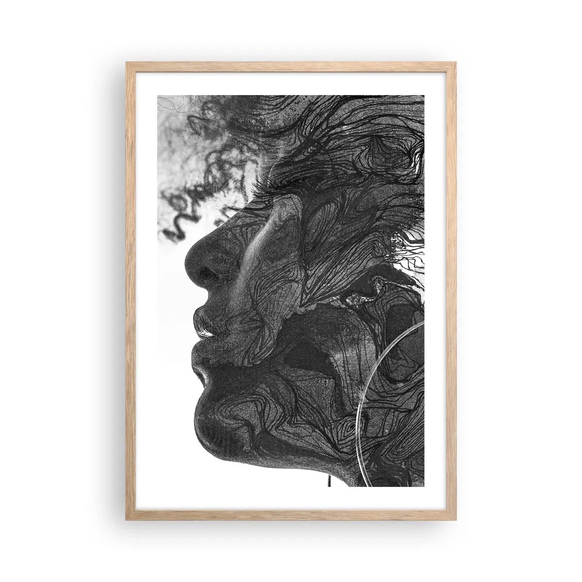 Pôster com moldura de carvalho claro - Entrelaçados em sonhos - 50x70 cm