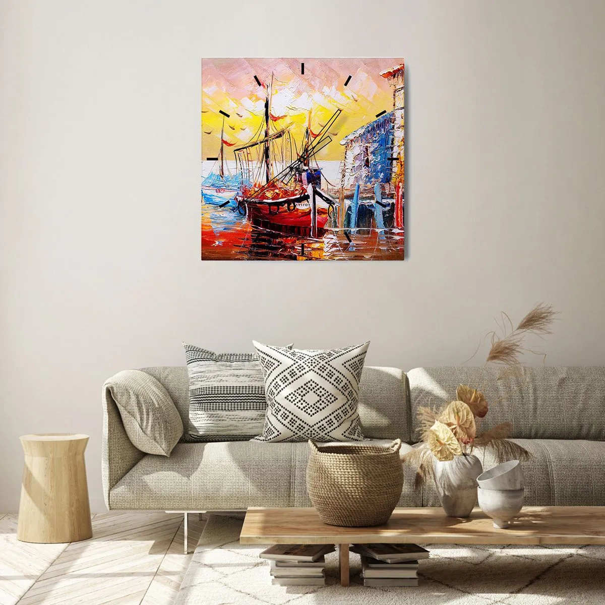 Relógio de parede - Relógio em vidro - Feliz retorno - 40x40 cm