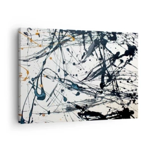 Quadro em tela - Uma pintura abstrata com respingos de tinta em padrões dinâmicos. - 70x50cm - Abstração expressionista - Decoração de parede moderna para a sala de estar e quarto ARTTOR