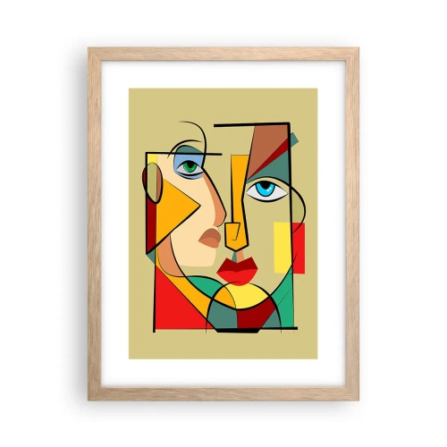 Pôster com moldura de carvalho claro - Casal que combina - 30x40 cm