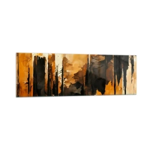 Quadro em vidro - Harmonia de preto e dourado - 160x50 cm