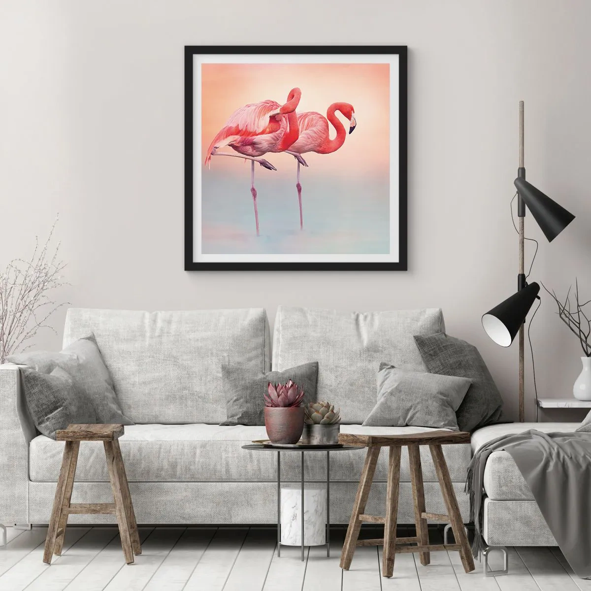 Pôster com moldura preta - Na cor do sol poente - 60x60 cm