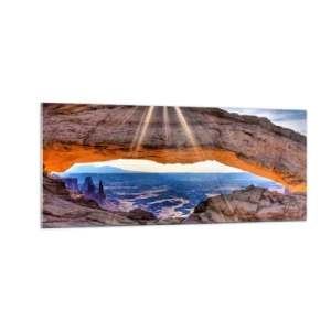 Quadro em vidro - Através do portão de pedra - 100x40 cm