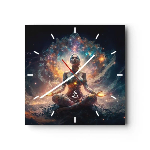 Relógio de parede - Relógio em vidro - Fluxo de boa energia - 30x30 cm