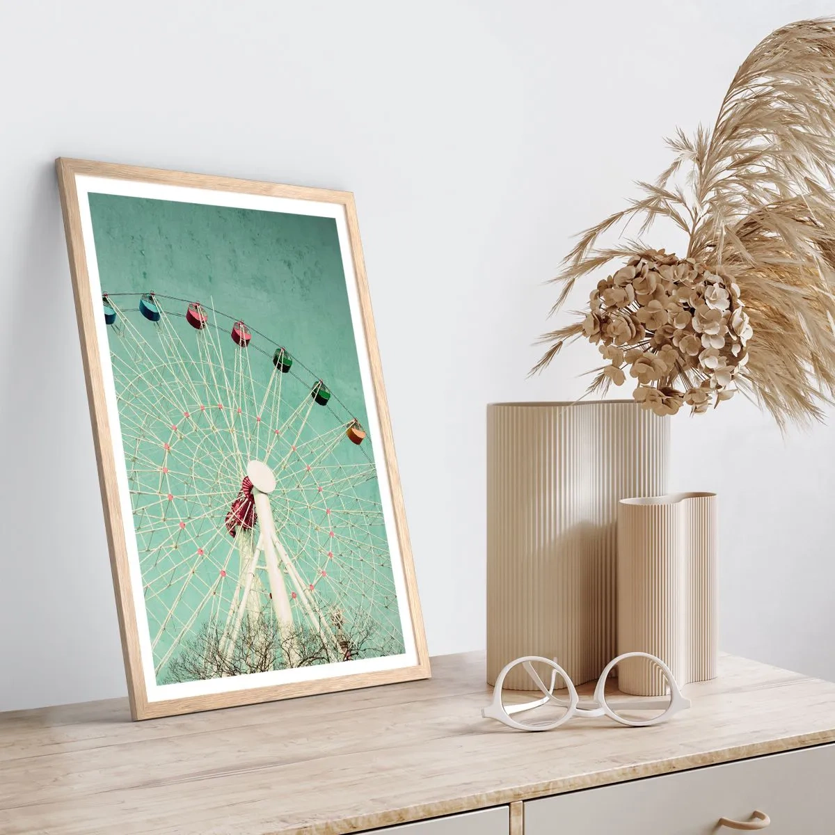 Pôster com moldura de carvalho claro - Diverte-te - 70x100 cm