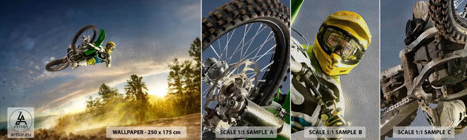 Amostra de papel de parede Premium Sand - Hora da aventura! - Esporte, Moto, Motocross - 100x30 cm