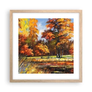 Pôster com moldura de carvalho claro - Paisagem em ouro e bronze - 40x40 cm