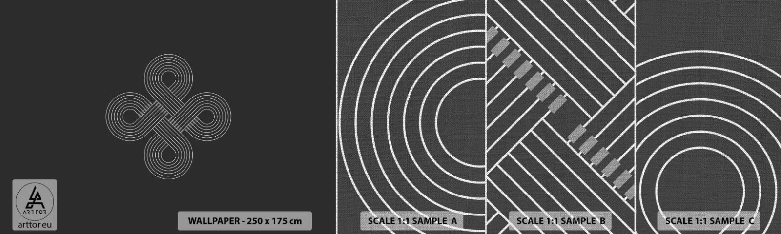 Amostra de papel de parede Premium Canvas - No espírito celta - Abstração, Pedaço, Minimalismo - 100x30 cm