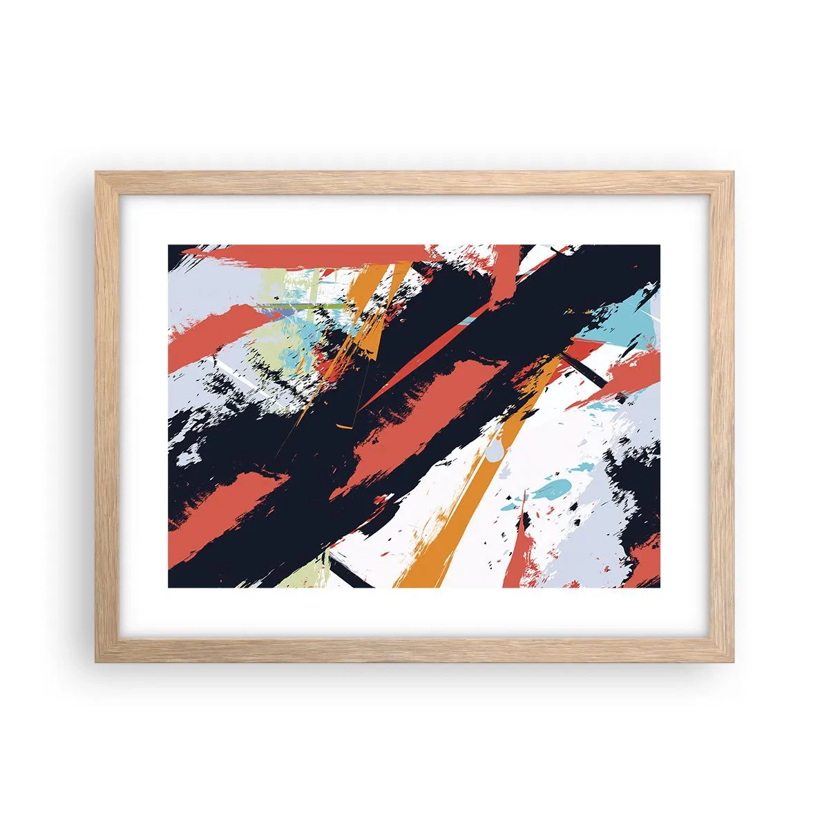 Pôster com moldura de carvalho claro - Composição dinâmica - 40x30 cm