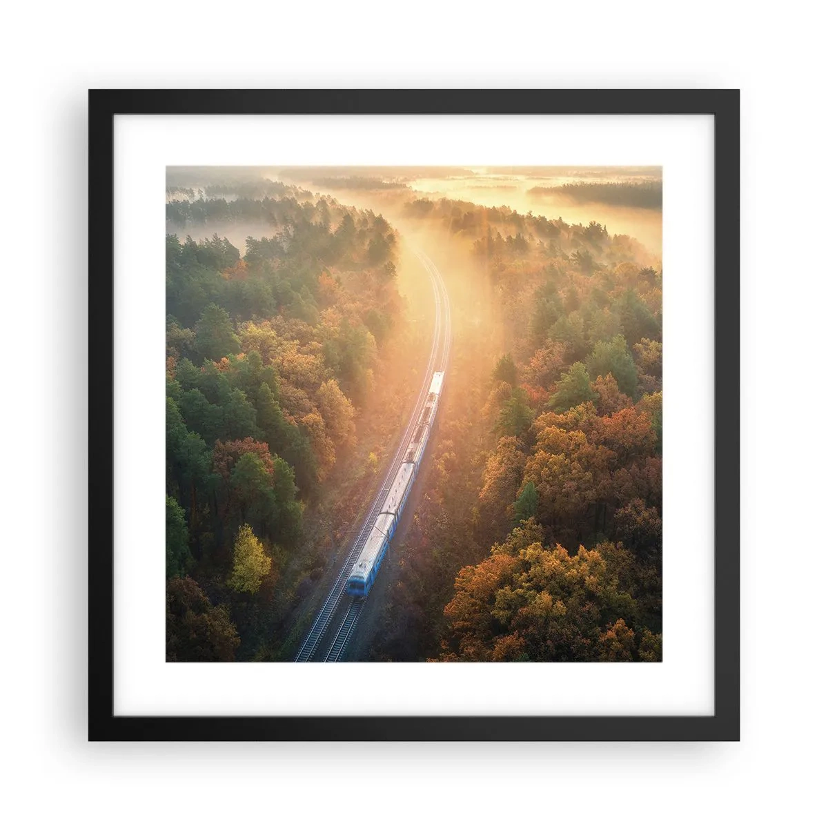 Pôster com moldura preta - Uma viagem de outono - 40x40 cm