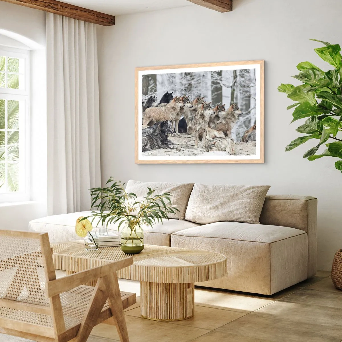 Pôster com moldura de carvalho claro - Família e amigos - 100x70 cm