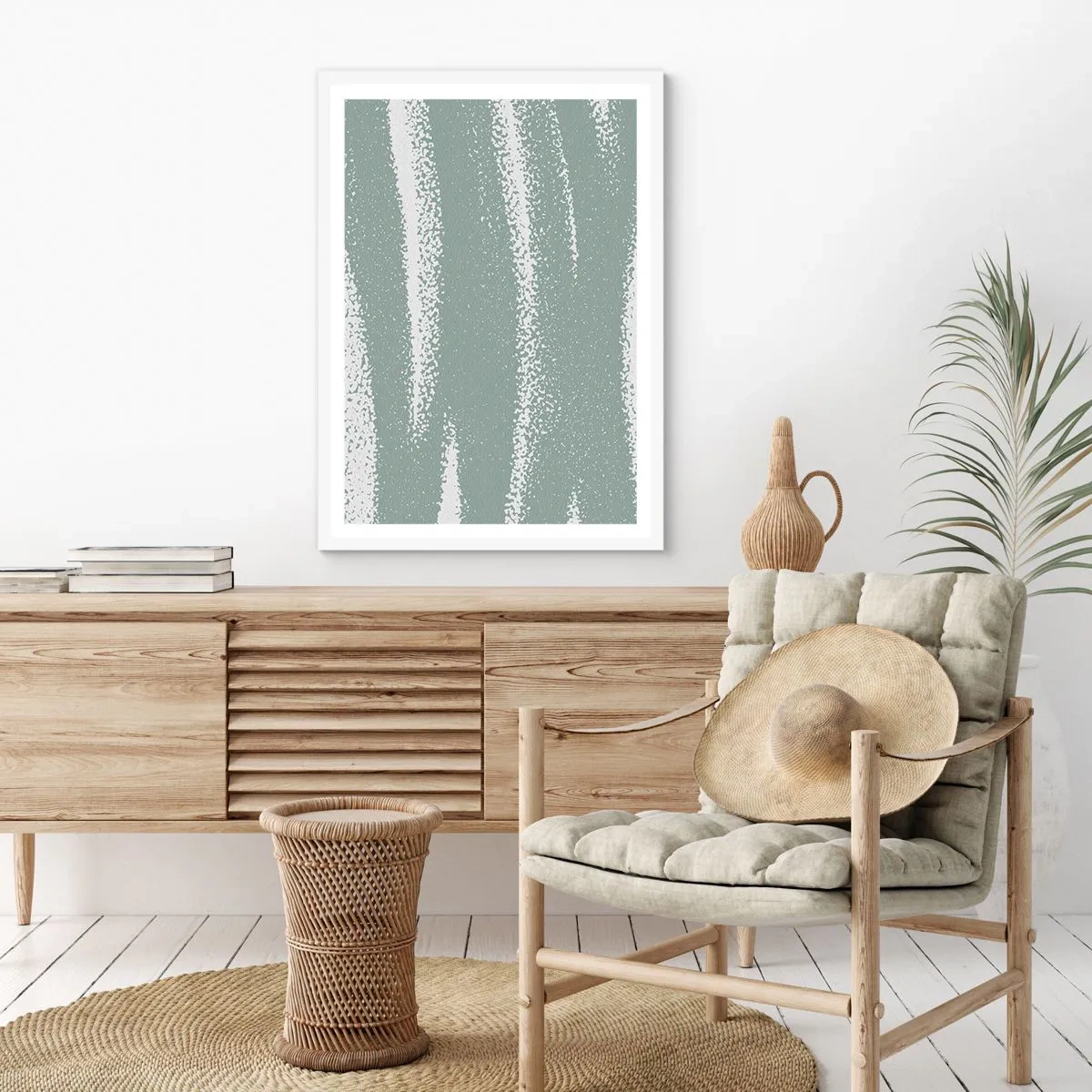 Pôster em moldura branca - Abstração em um clima de inverno - 40x50 cm