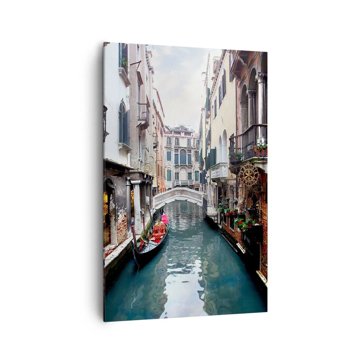 Quadro em tela - Paisagem veneziana com gôndola e ponte - 80x120 cm