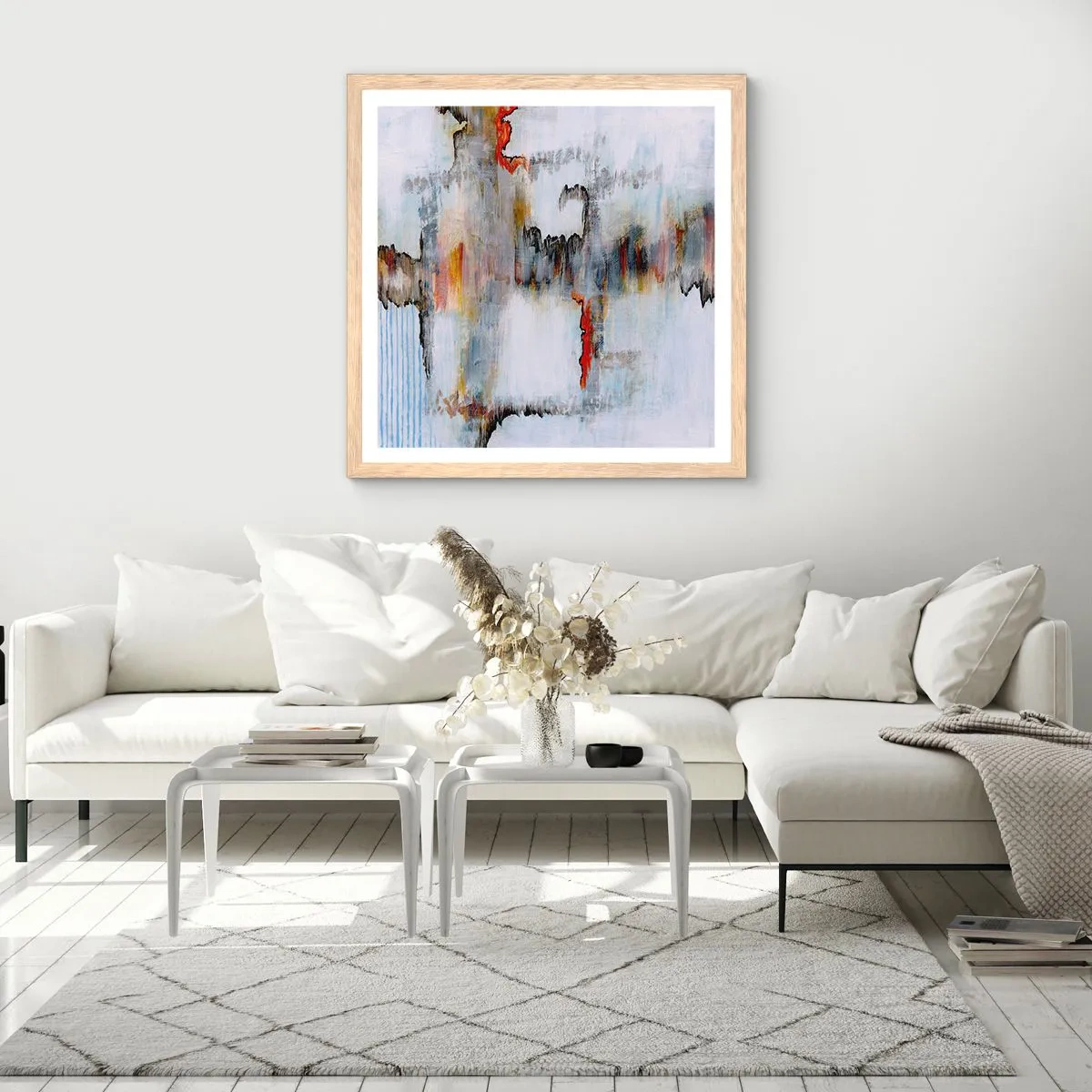 Pôster com moldura de carvalho claro - Com um palito na água - 30x30 cm