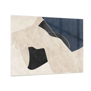 Quadro em vidro - Abstração moderna com formas e linhas contrastantes - 70x50cm - Composição abstrata – contraste de cores - Decoração de parede moderna para a sala de estar e quarto ARTTOR