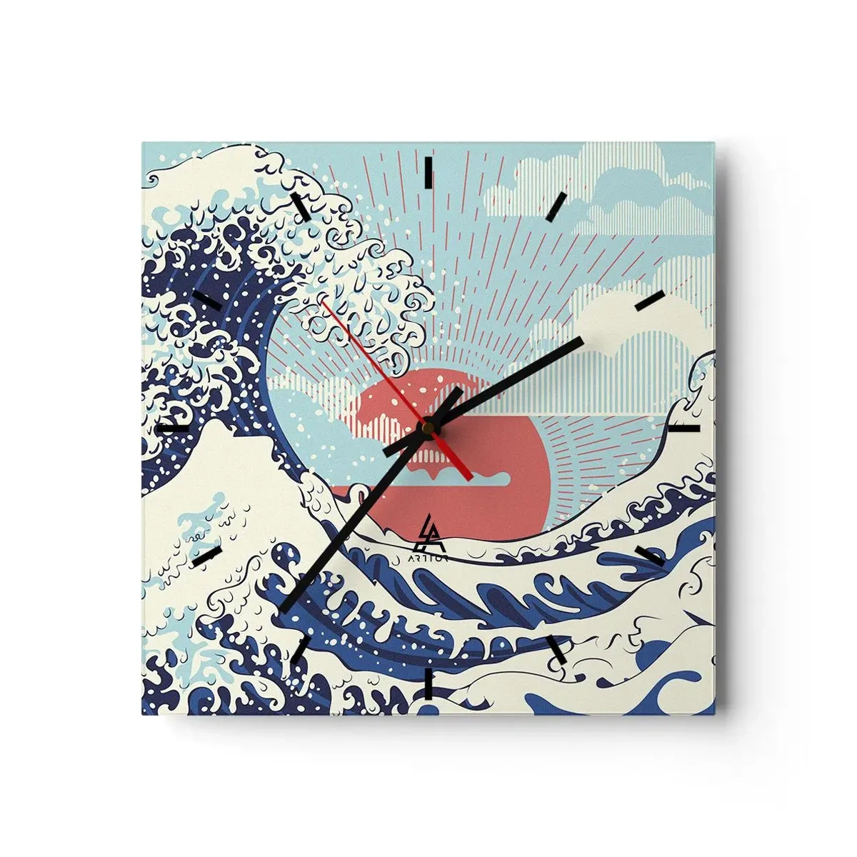 Relógio de parede - Relógio em vidro - Das inspirações japonesas - 30x30 cm