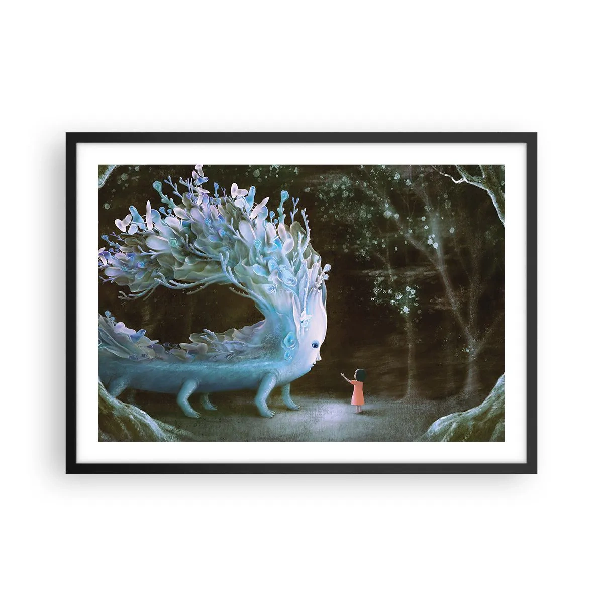 Pôster com moldura preta - Encontro fantástico - 70x50 cm