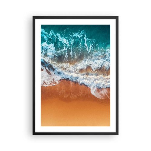 Pôster com moldura preta - Vista aérea das ondas do oceano e da praia - 50x70cm - Sempre em par - Decoração de parede moderna para a sala de estar e quarto ARTTOR