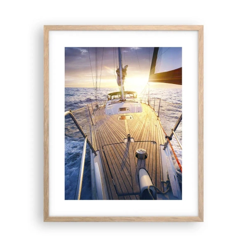 Pôster com moldura de carvalho claro - Correr sobre as ondas - 40x50 cm