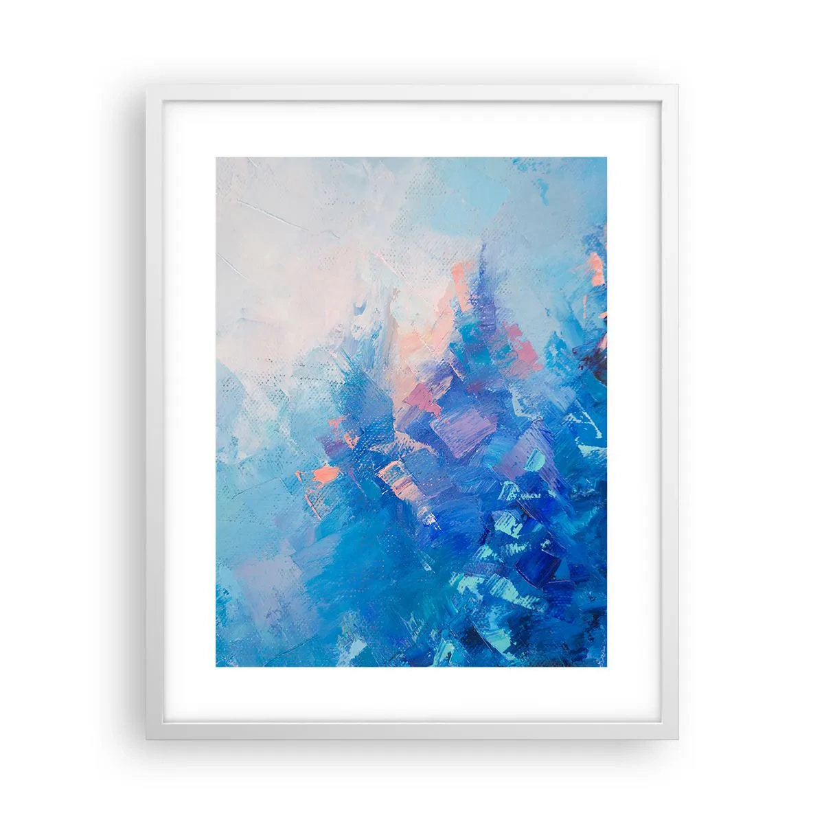 Pôster em moldura branca - Abstração de inverno - 40x50 cm