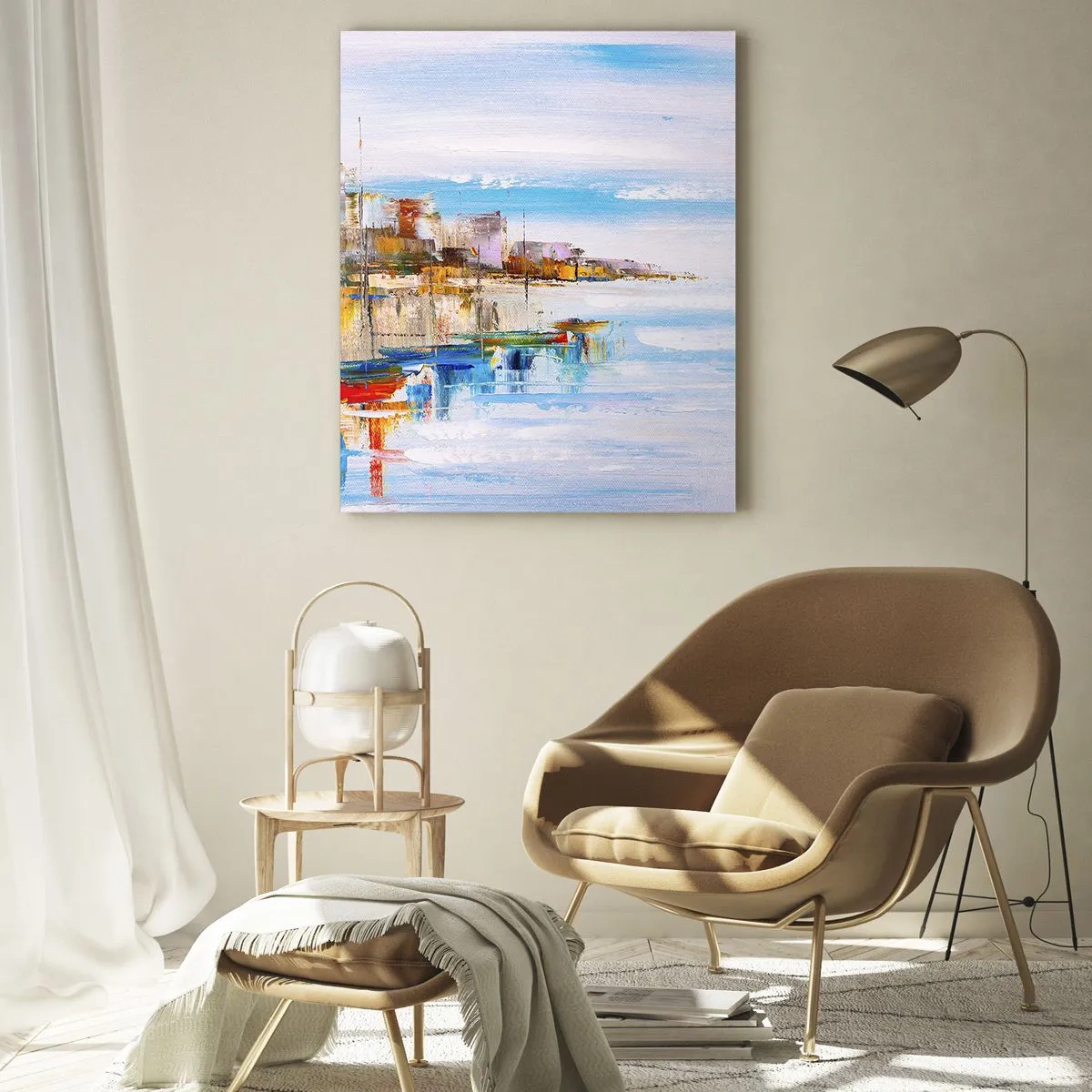 Quadro em vidro - Um refúgio urbano multicolorido - 50x70 cm