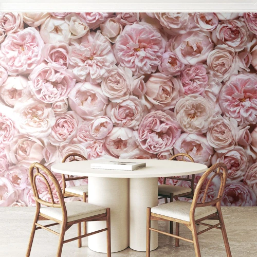 Papel de Parede Autocolante Deluxe Sticker - Uma cama de rosas - Flores, Pastel, Rosas - 100x70 cm