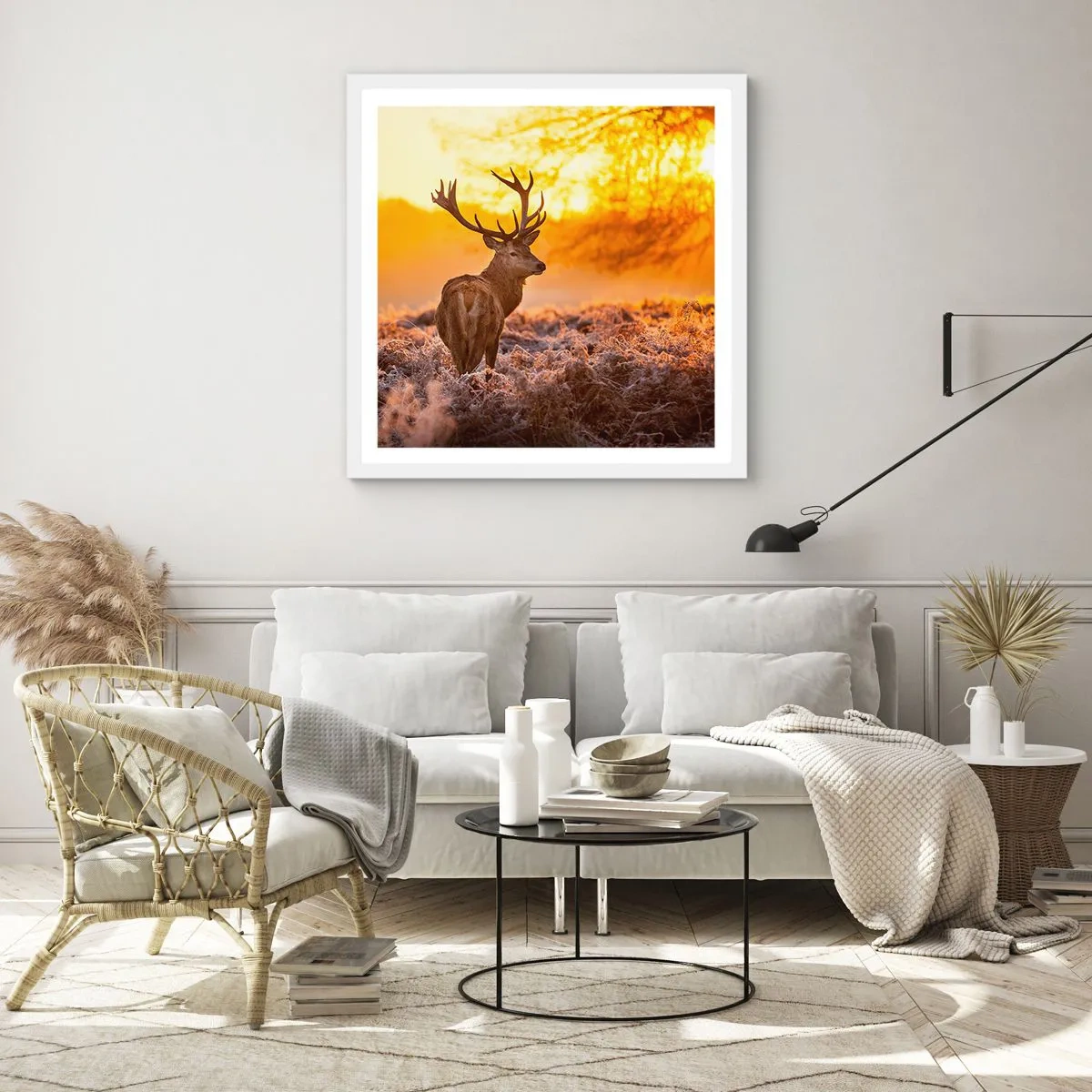 Pôster em moldura branca - Rei da floresta de outono - 60x60 cm