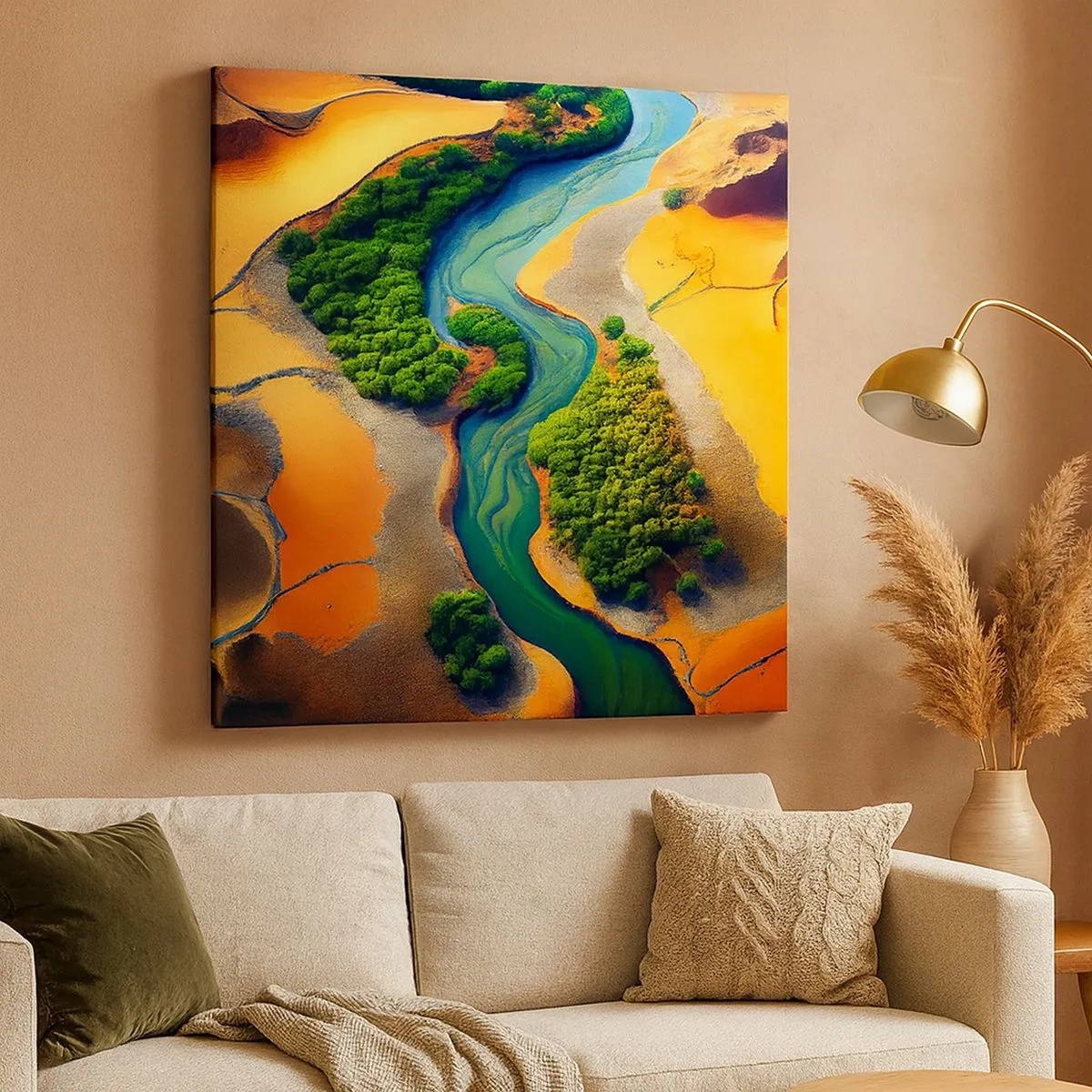 Quadro em tela - Rio que dá vida - 30x30 cm