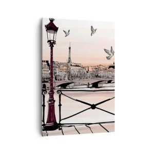 Quadro em tela - Sobre os telhados de Paris - 70x100 cm