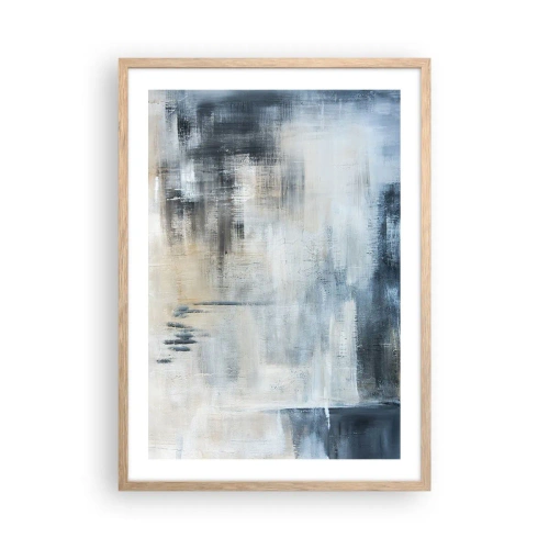 Pôster com moldura de carvalho claro - Atrás da cortina azul - 50x70 cm