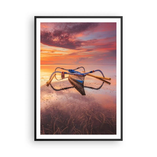 Pôster com moldura preta - A calma de uma noite tropical - 70x100 cm