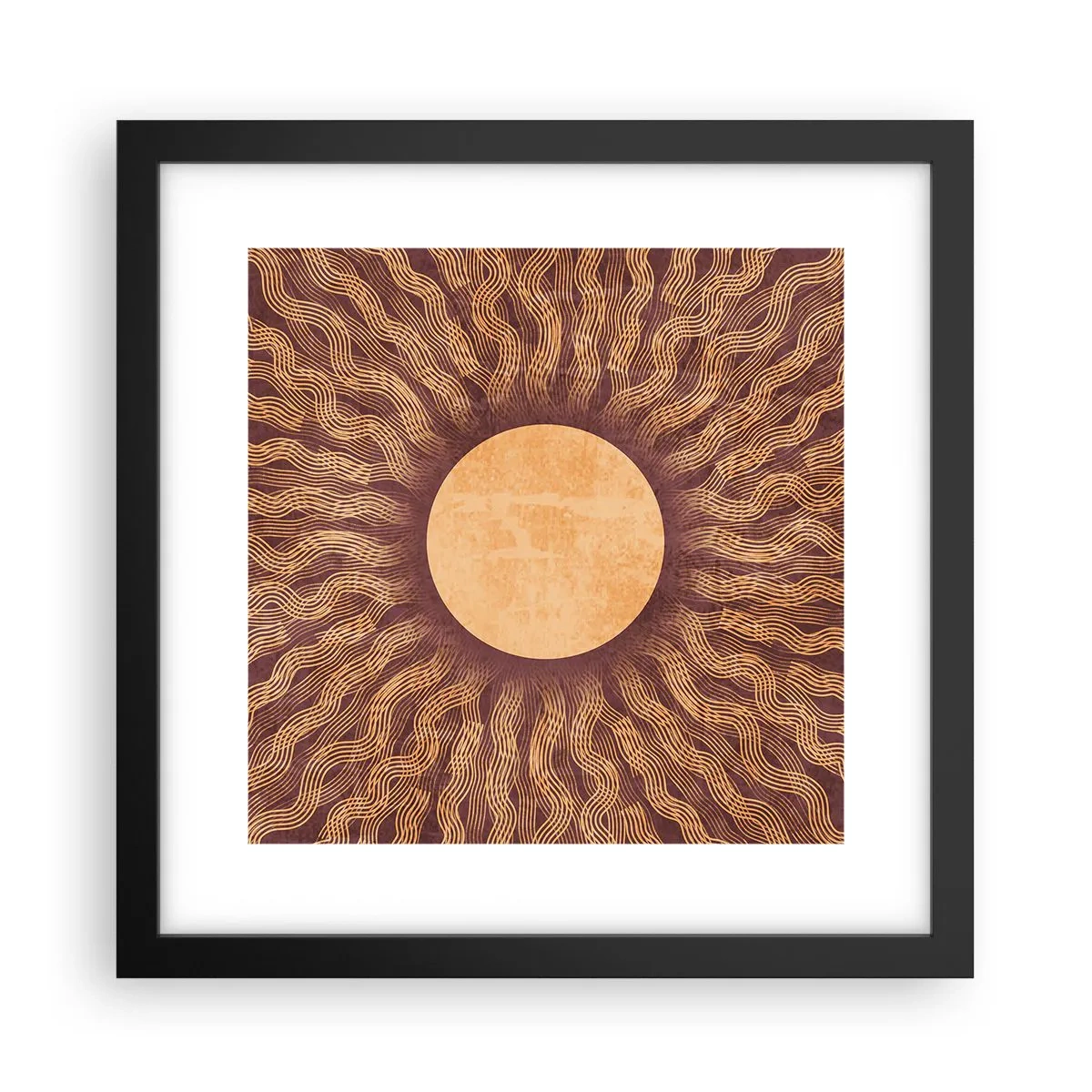 Pôster com moldura preta - Ícone do sol - 30x30 cm