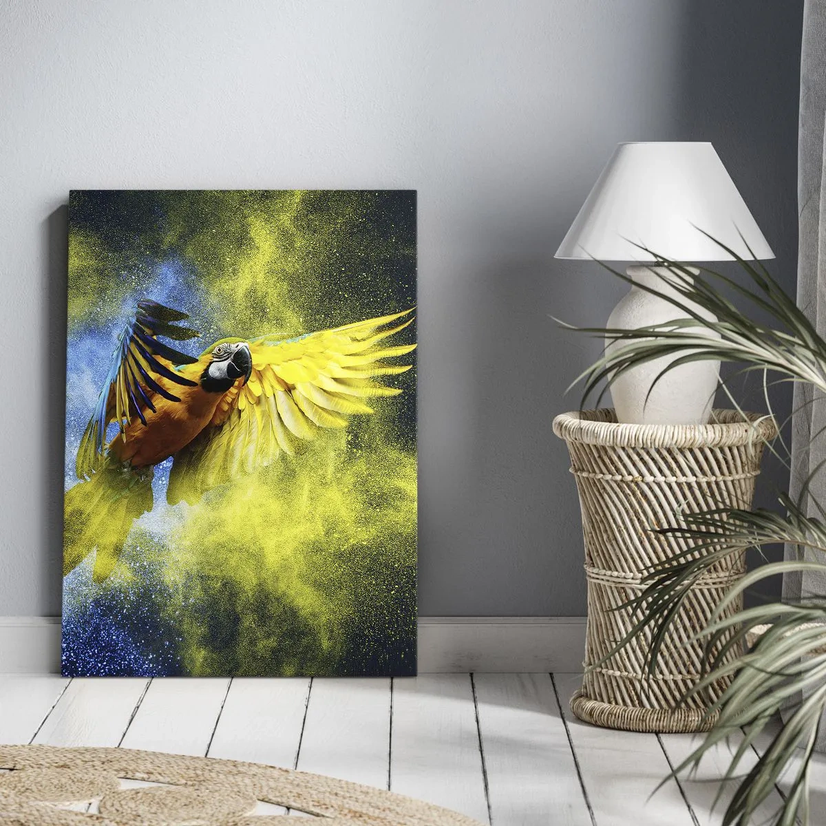 Quadro em tela - Em pó azul-dourado - 70x100 cm