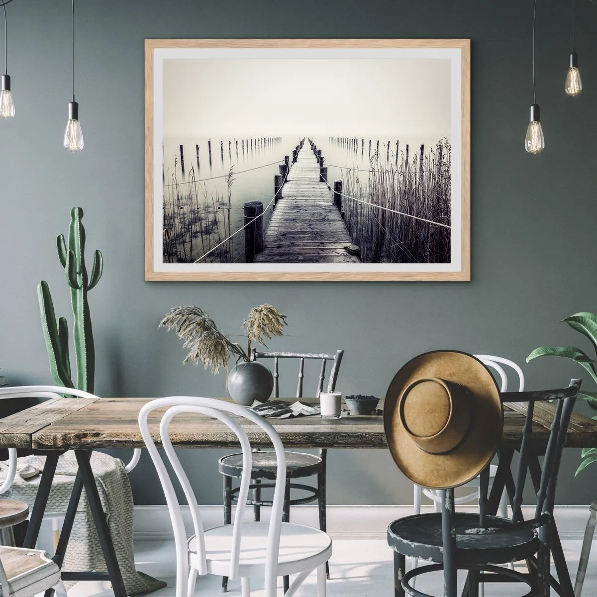 Pôster com moldura de carvalho claro - Mergulhe em paz - 50x40 cm