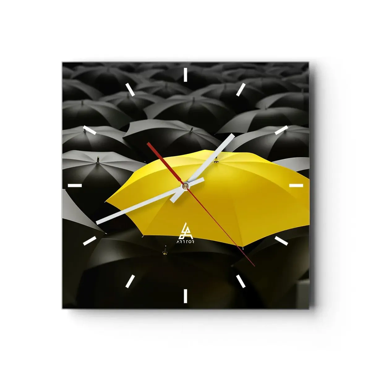 Relógio de parede - Relógio em vidro - Adeus à tristeza - 40x40 cm