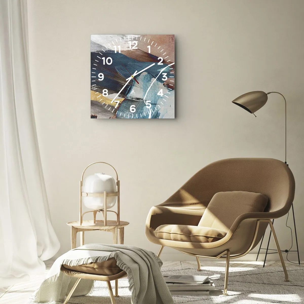 Relógio de parede - Relógio em vidro - Com elegância e energia - 30x30 cm