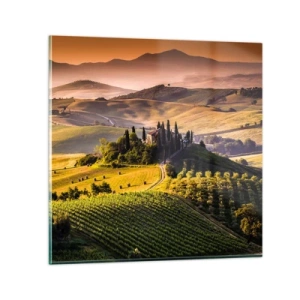 Quadro em vidro - Arcádia - Paisagem toscana - 40x40 cm