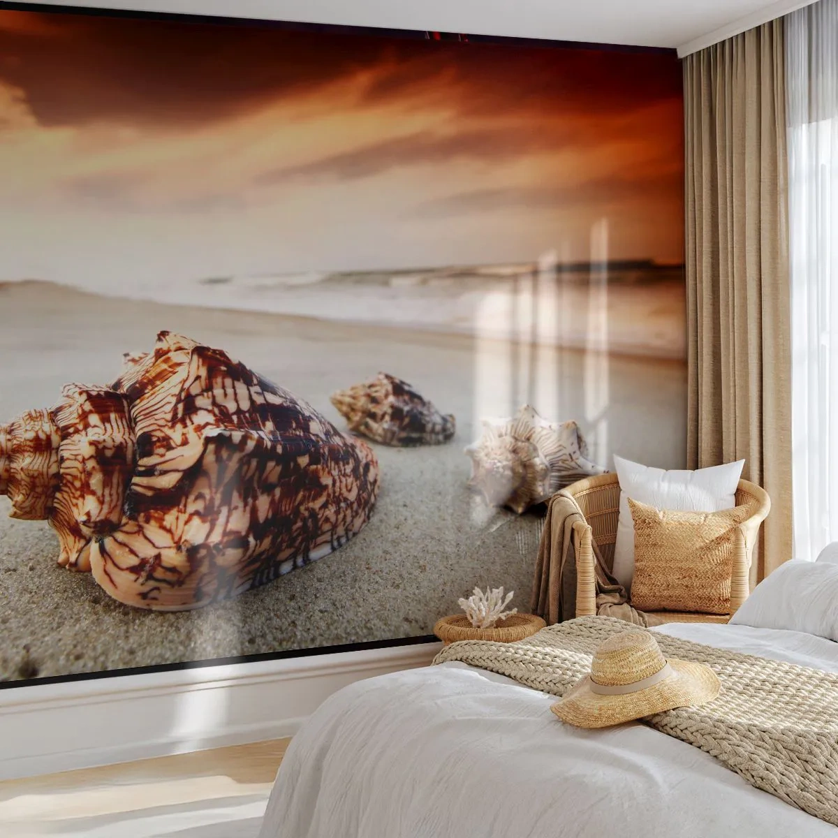 Papel de Parede Premium Sand - Expulso pelas ondas - Paisagem, Mar, Concha do mar - 400x280 cm