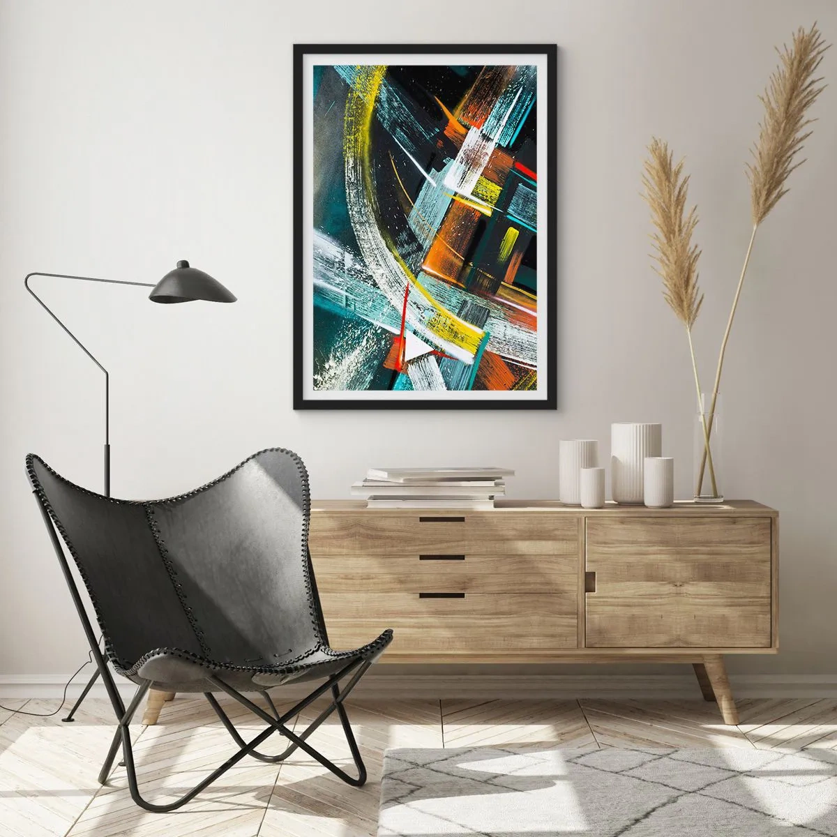 Pôster com moldura preta - Energia de movimento - 30x40 cm