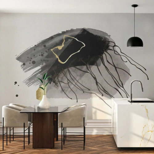 Papel de Parede Standard Eco - A preto e dourado - Abstração, Pedaço, Gráficos - 200x140 cm