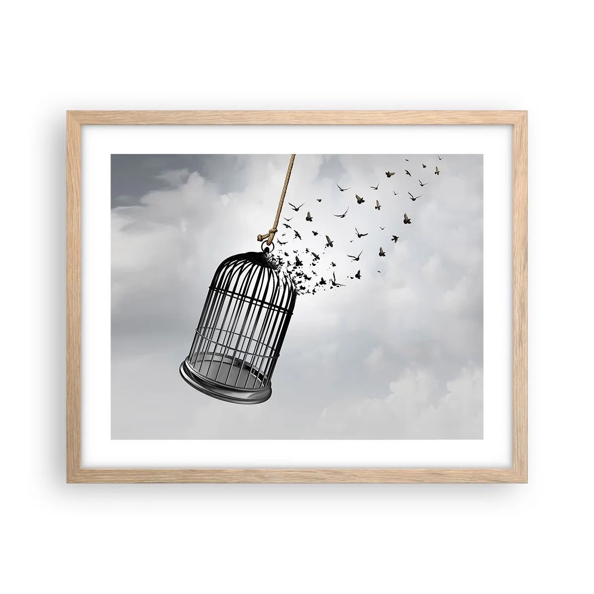 Pôster com moldura de carvalho claro - Fé... Esperança... Liberdade! - 50x40 cm