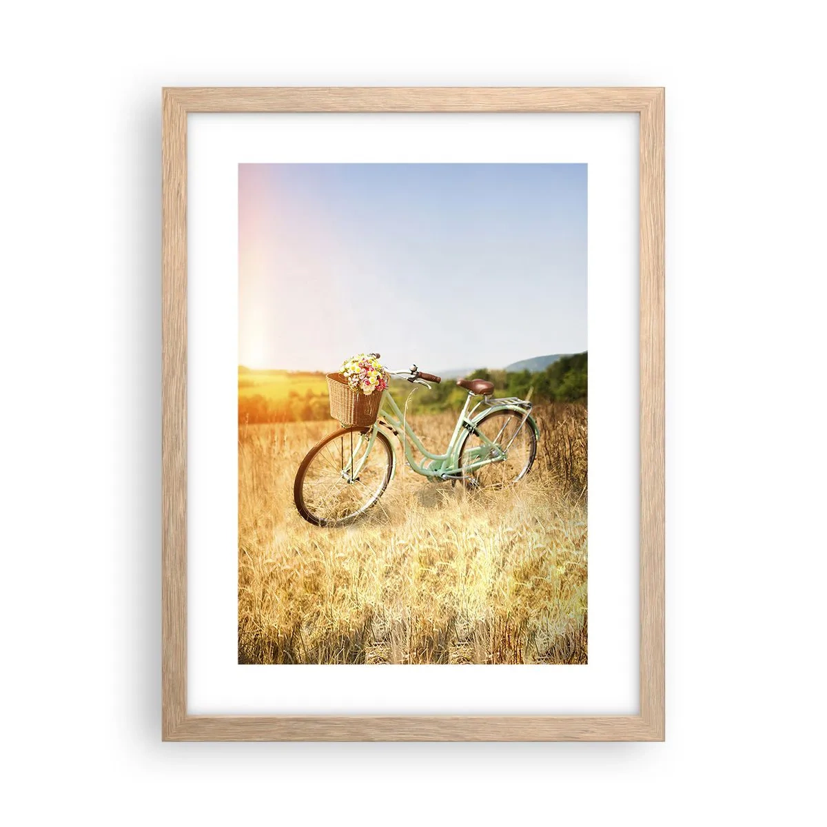 Pôster com moldura de carvalho claro - Vou ficar aqui por um tempo - 30x40 cm