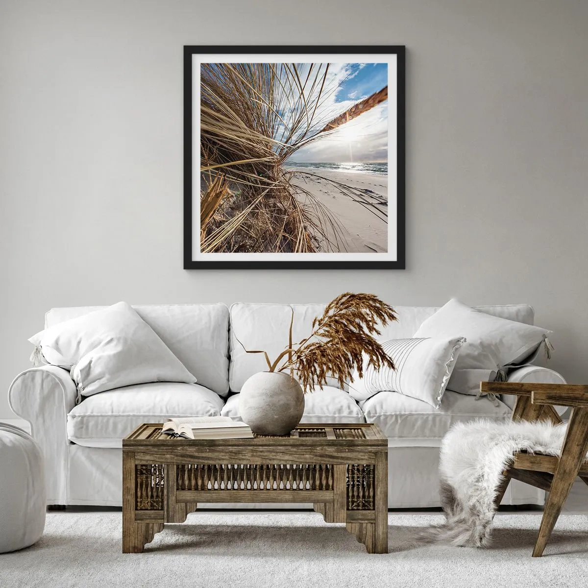 Pôster com moldura preta - Reunião dos rlementos da natureza - 60x60 cm