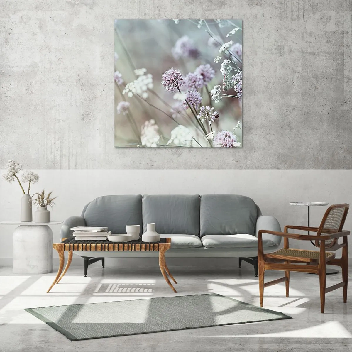 Quadro em vidro - Doce delicadeza das ervas - 60x60 cm