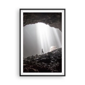 Pôster com moldura preta - Gruta luminosa - 61x91 cm