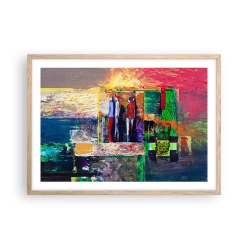 Pôster com moldura de carvalho claro - Relacionamentos e emoções - 70x50 cm